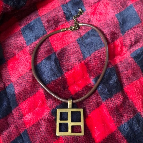 Jewelry - Myka vintage leather necklace/ brass pendant